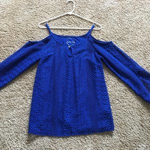 Inc royal blue cold shoulder top
